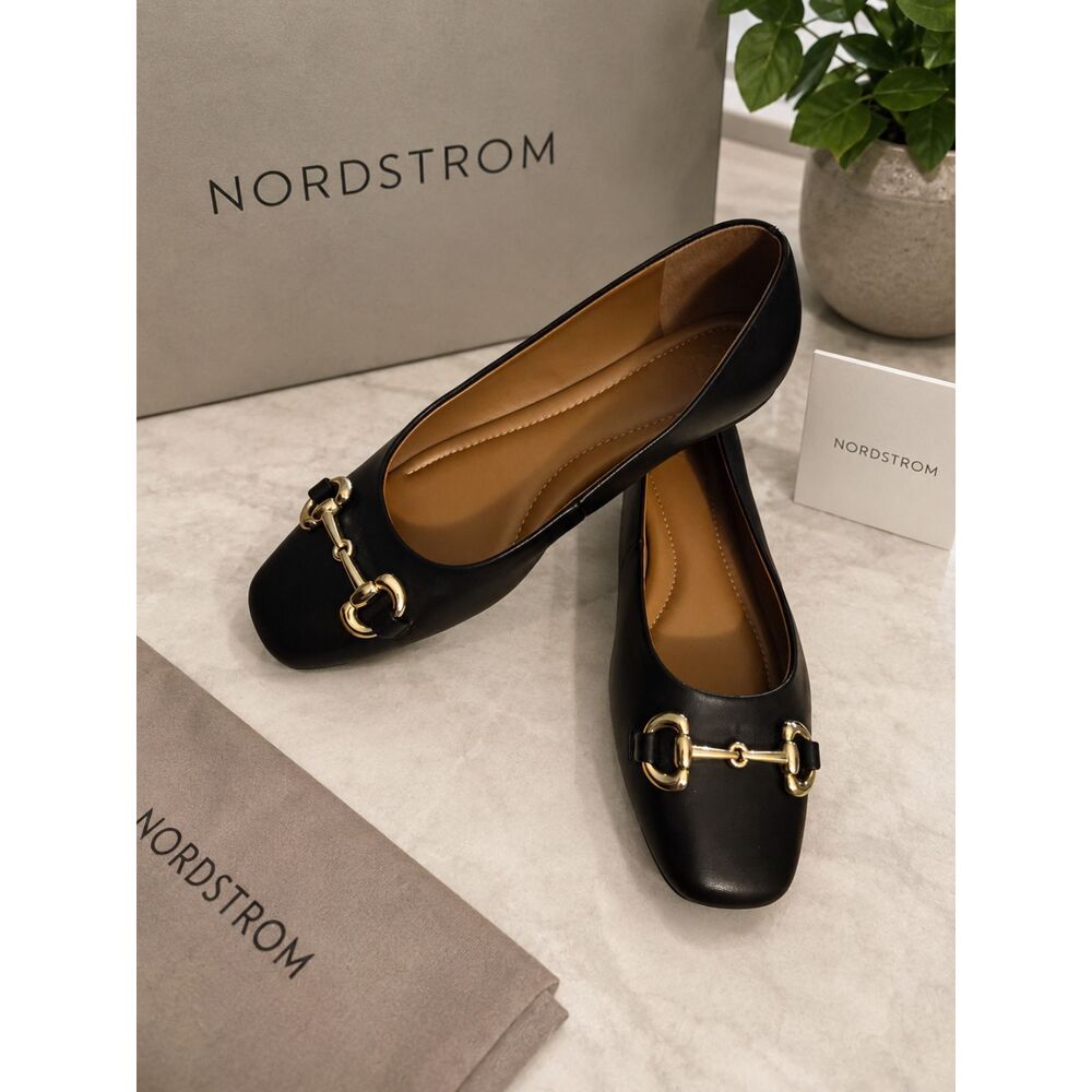 Nordstrom RACK Horsebit Gold Accents Women's Flats size 9.5